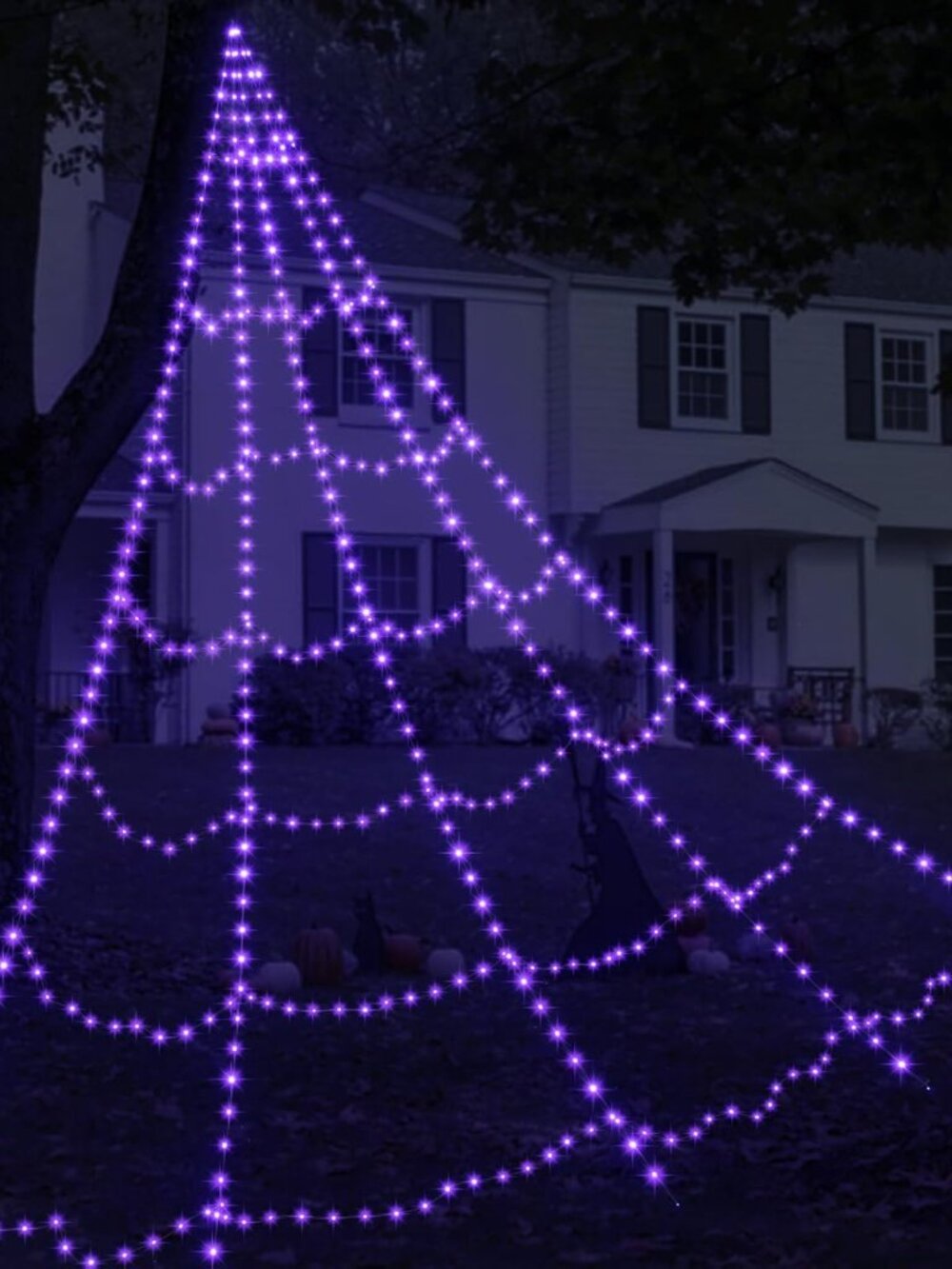 Spider Web Lights for Halloween Decorations Outdoor - 616 LEDs, 8 Lighting Modes